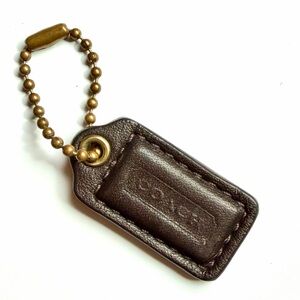 Coach Mini Hangtag Dark Brown Leather with Gold